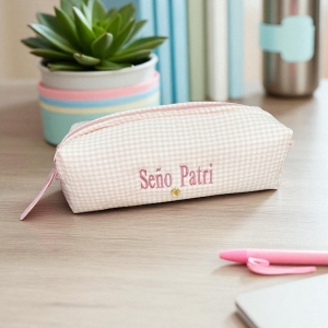 Estuche vichy rosa bebe